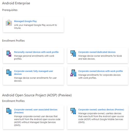 Image result for Android Enrollment Methods Intune