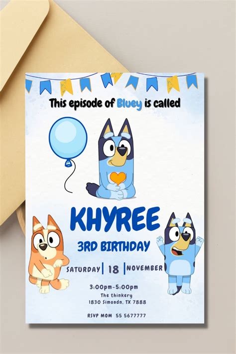 Bluey Birthday Invitations Template - Social Media Template