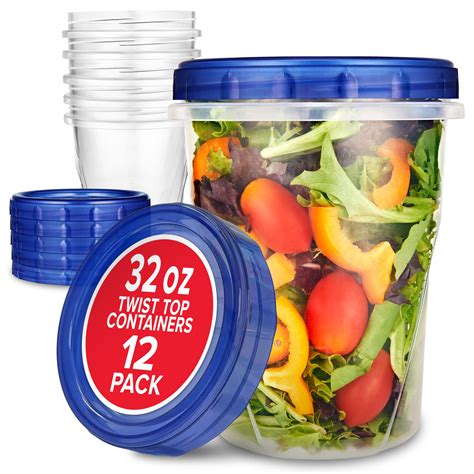 Amazon.com: Stock Your Home 32oz Plastic Containers with Twist Top Lids ...