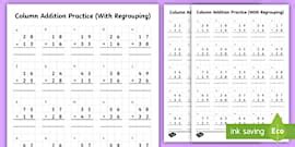 2 Digit Number Addition Worksheets