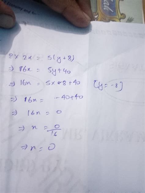 With SolutionsIf 8 ∙ 2x = 5(y+8), then when y = -8, x = (a) -4, (b) -3 ...