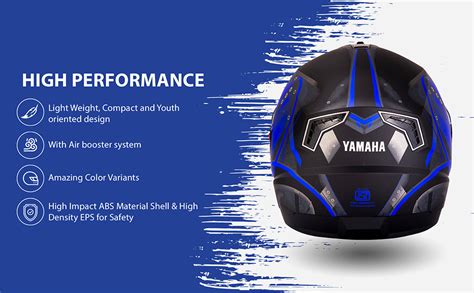 Yamaha YR7 Full Face Helmet (Matte Black & Blue, Size XL) Y6AYR7BBXL16 ...
