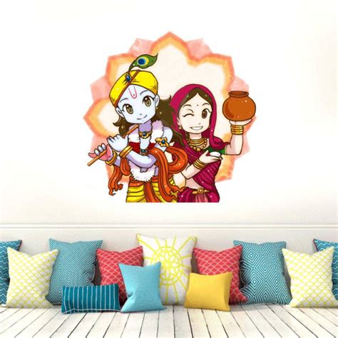 Impression Wall 61 cm Shree Krishna and Radha Wall Sticker ( Cover Area ...