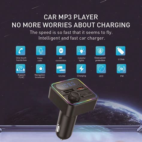 P30 Car Mp3 Player USB Tipo-C PD20W e 3.1A Carregador Rápido FM ...
