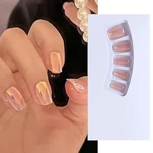 Buy S.A.V.I Aurora Mirror Press-On Nails - 24 Pc Set, Medium Square ...