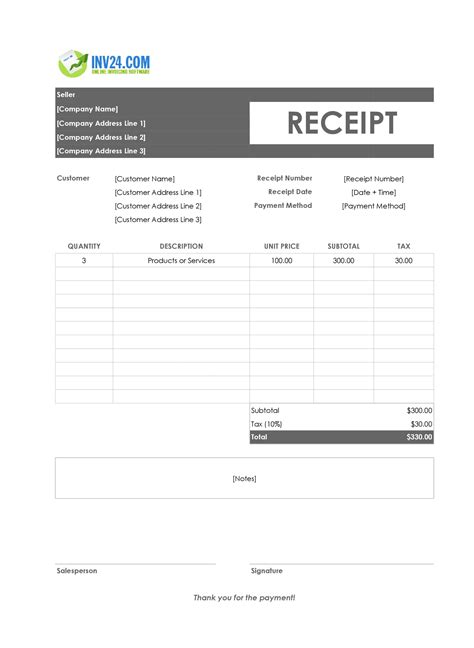 How To Make Receipt In Excel