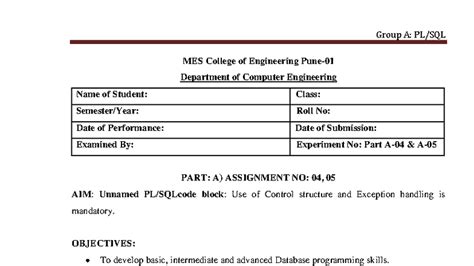Final Exam: Database Programming Assignments (A4-A8) - MES College ...