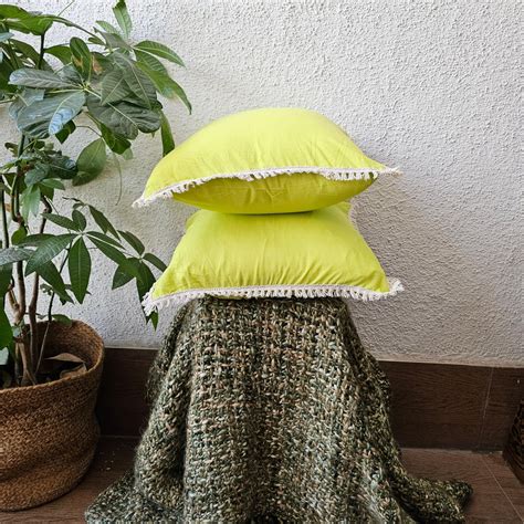 Pastel Green Handcrafted Cushion Cover With Off White Lace ...