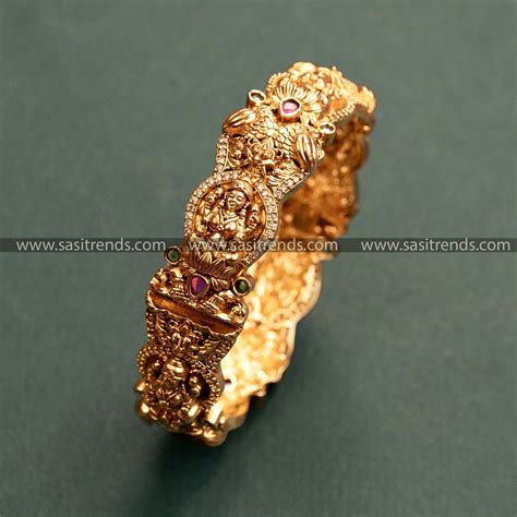 Diwali Special: Temple Gold Lakshmi & Peacock Kada Bangle for Women ...