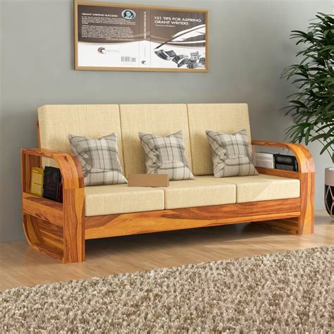 Vivek Wood Wooden 3 Seater Sofa | Three Seater Sofa Set For Living Room ...