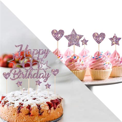 Dill-Dall Purple Glitter Happy 66th Birthday Cake Topper with India | Ubuy