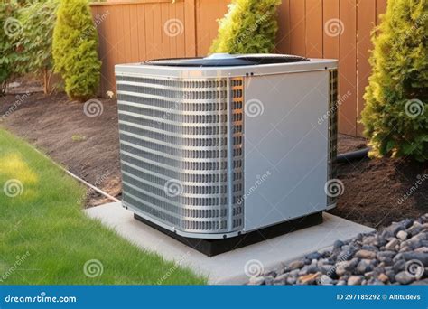 An Hvac Condenser Unit in a Residential Backyard Stock Photo - Image of ...