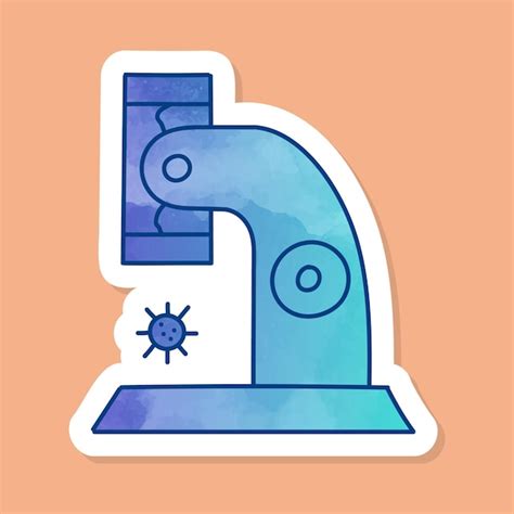 Virus under microscope color sticker | Premium Vector