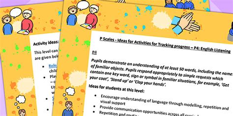 P Scales Ideas for Activities for Tracking Progress P4 English