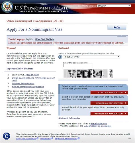 Online Nonimmigrant Visa Application DS-160 Form For Visa Application ...