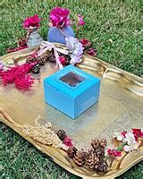 Single Brownie Box with Window (1 Pc) - Blue Foil Printed 320 GSM