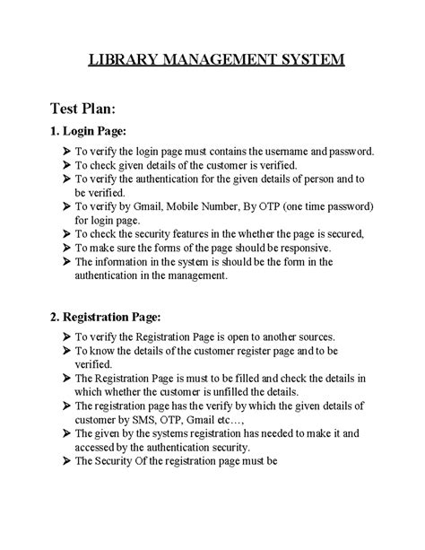 Library Management System - LIBRARY MANAGEMENT SYSTEM Test Plan: 1 ...