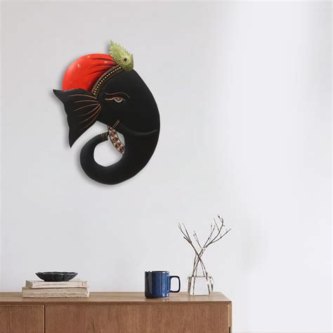 Lord Ganesha with Mor Pankh Handcrafted Decorative Iron Wall Hanging ...
