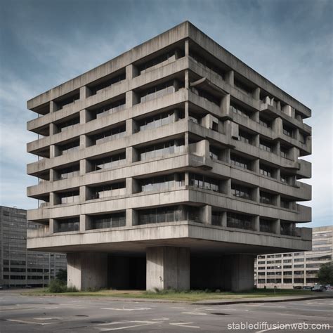 Brutalist Office Building Architecture | Stable Diffusion Online