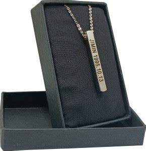 AS Jewels Kpop BTS Jimin Engraved Bar Pendant for Girls Silver Brass ...