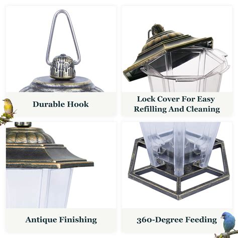 Buy Kingsyard Bird Feeders for Outside Hanging Hopper Feeder with 6 ...