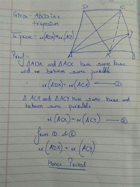 ABCD is a trapezium with ab parallel dc a parallel to ac intersect ab ...