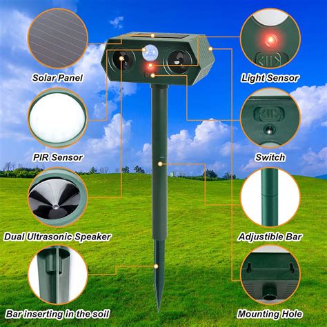 Buy Ultrasonic Solar Animal Repeller, Cat Repellent Outdoor Solar ...