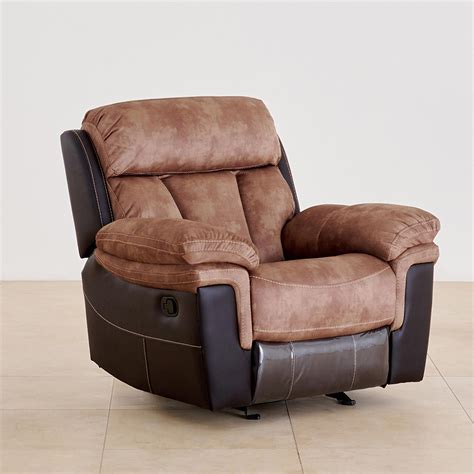 Buy Aries Faux Leather 1-Seater Rocking Recliner - Brown from Home ...