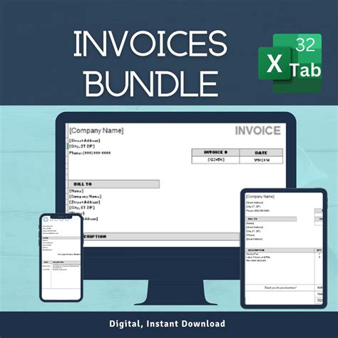 Invoices Bundle, Excel Spreadsheet, Invoice Template, Business Invoice ...