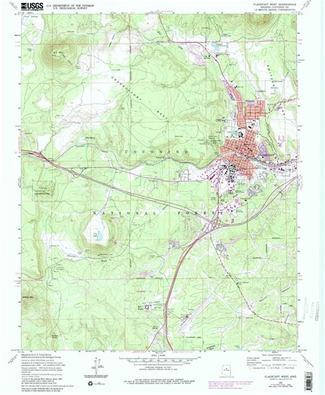 Classic USGS Flagstaff West Arizona 7.5'x7.5' Topo Map – MyTopo Map Store
