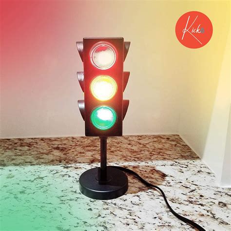 Buy Kicko Traffic Light Lamp with Base - Mini Stop Light Lamp, Blinking ...