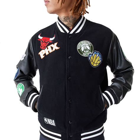 New Era - New Era NBA All Over Badge Varsity Jacket 'Black' - NBA