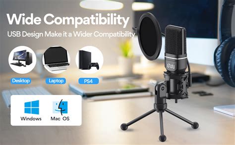 Uhuru UM-SF777 USB Condenser Gaming Microphone, Computer Mic Kit for ...