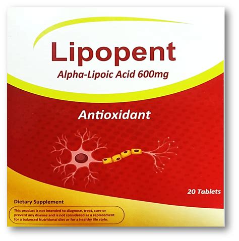 LIPOPENT 600 MG ( THIOCTIC ACID = ALPHA LIPOIC ACID ) 20 TABLETS