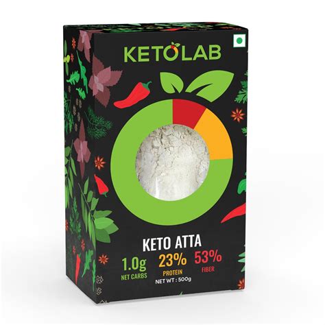 Ketolab Keto Aata Flour, 500 Gms, 1 Pack, 1g Net Carb & 23% High ...