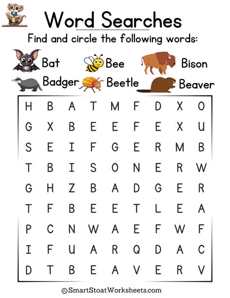 Printable Word Searches For Kindergarten (Free)