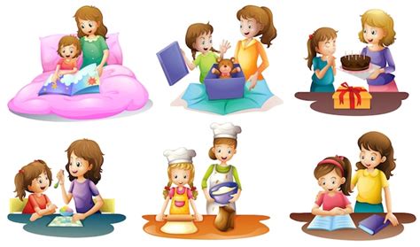 A mother and daughter bonding moments | Free Vector