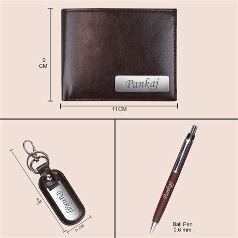 Personalized Men's Wallet, Pen & Keychain Combo