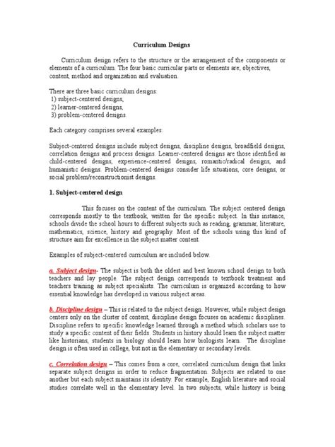 Image result for Example of Curriculum Design