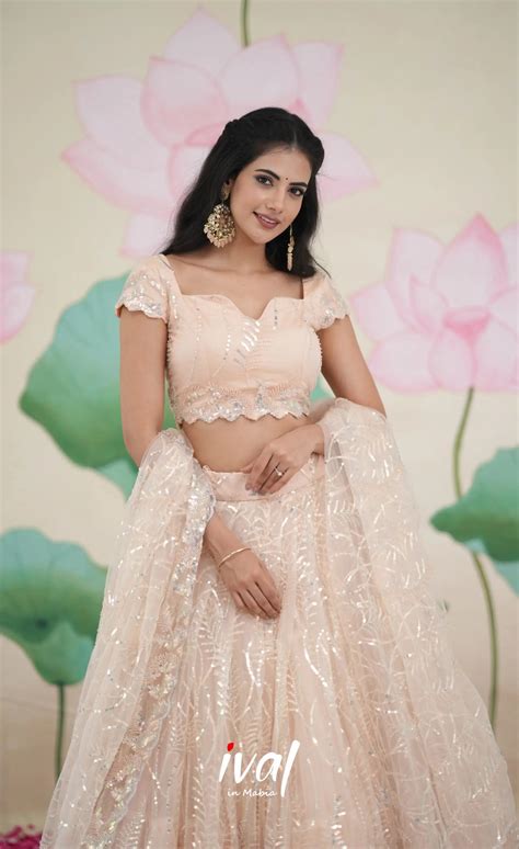 Coral - Light Peach Net Lehenga – Ivalinmabia