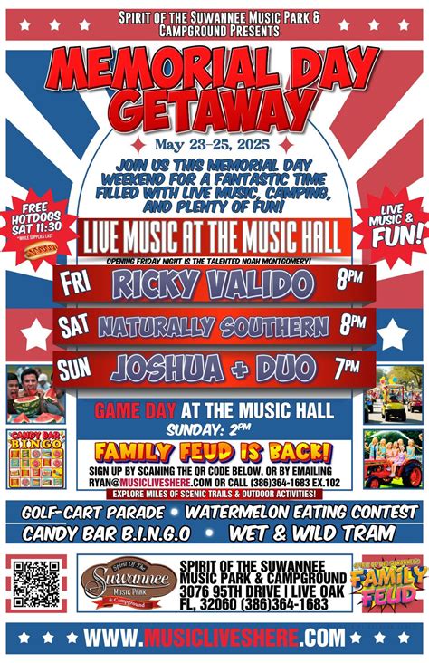 Memorial Day Getaway at Suwannee Music Park, 3076 95th Dr, Live Oak, FL ...