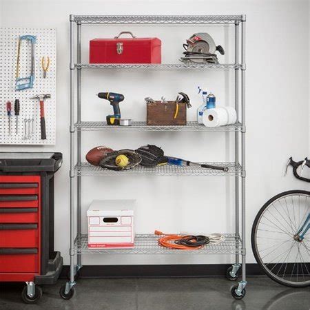 Trinity Trinity TBF-PS664 5 Tier Outdoor Wire Shelving Rack with Wheels ...