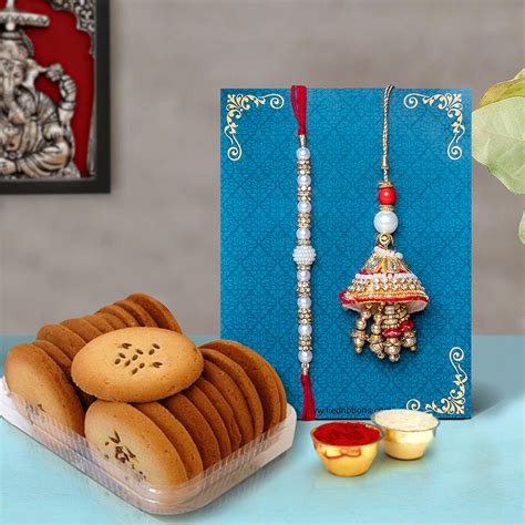 Buy | Charming Bhaiya Bhabhi Rakhi With Cookies | Tied Ribbons
