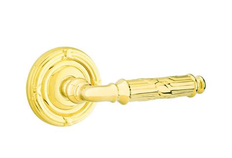 Emtek Polished Brass Ribbon & Reed Privacy Lock Set Door Handle - Right ...