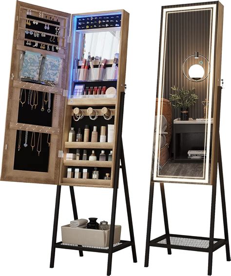 Amazon.com: FREDEES LED Lights Jewelry Cabinet, Lockable Jewelry ...