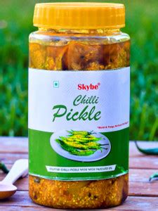 SKYBE Authentic Heat Green Chilli Achar 1 Kg | Classic Desi Recipe ...