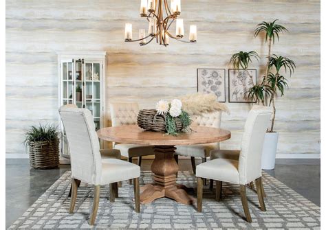 Florence 7-piece Round Dining Table Set Rustic Honey