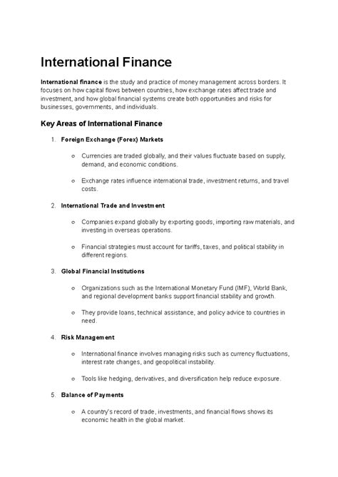 International Finance Overview: Kbk2 - Kbk3 Study Notes - Studocu