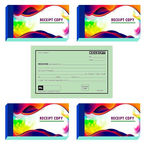 Anvis Cash Receipt Book With Duplicate | Pack of 4 | 18 × 10.5 cm | 25 ...