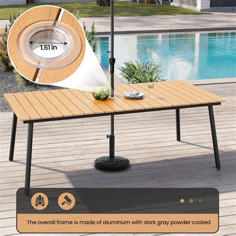 Crestlive Products Patio Dinning Table Rectangle Outdoor Dining Table ...